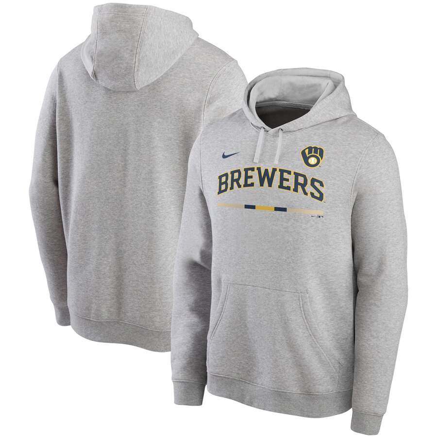 Milwaukee Brewers Nike Color Bar Club Pullover Hoodie Gray